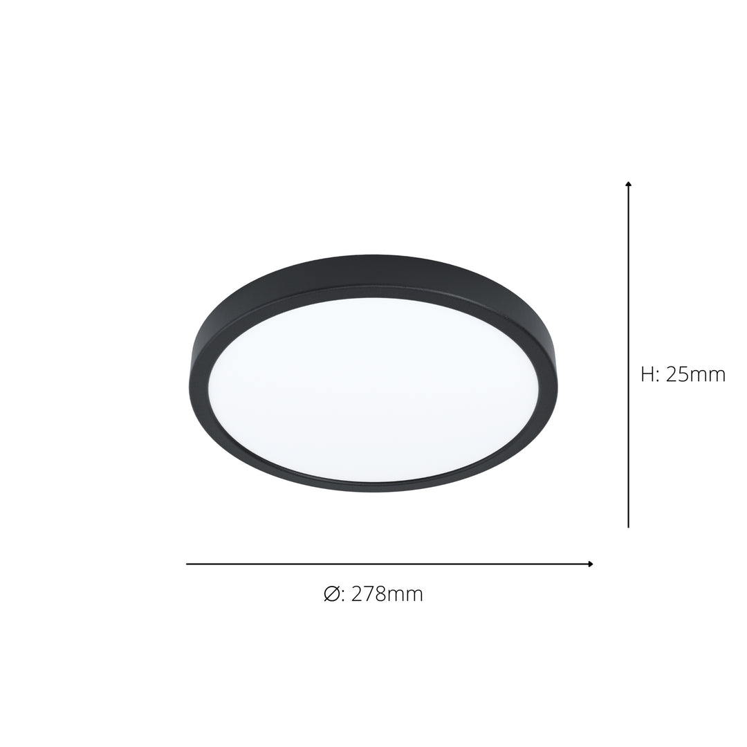 Eglo 901373 Fueva 6-Z Smart Control RGB IP44 Plastic Ceiling Light 27.8cm Black