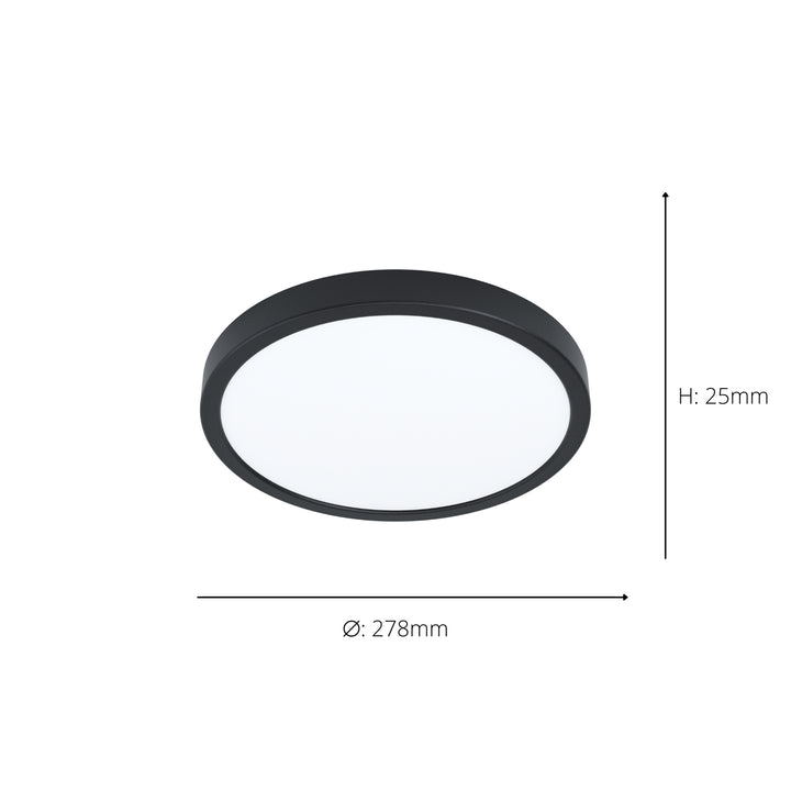 Eglo 901373 Fueva 6-Z Smart Control RGB IP44 Plastic Ceiling Light 27.8cm Black