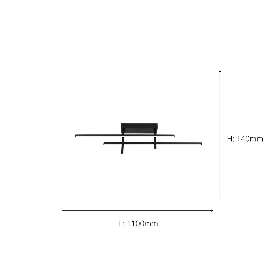 Eglo 901884 Trepiliano Aluminium & Steel Black Modern LED Linear Ceiling Light