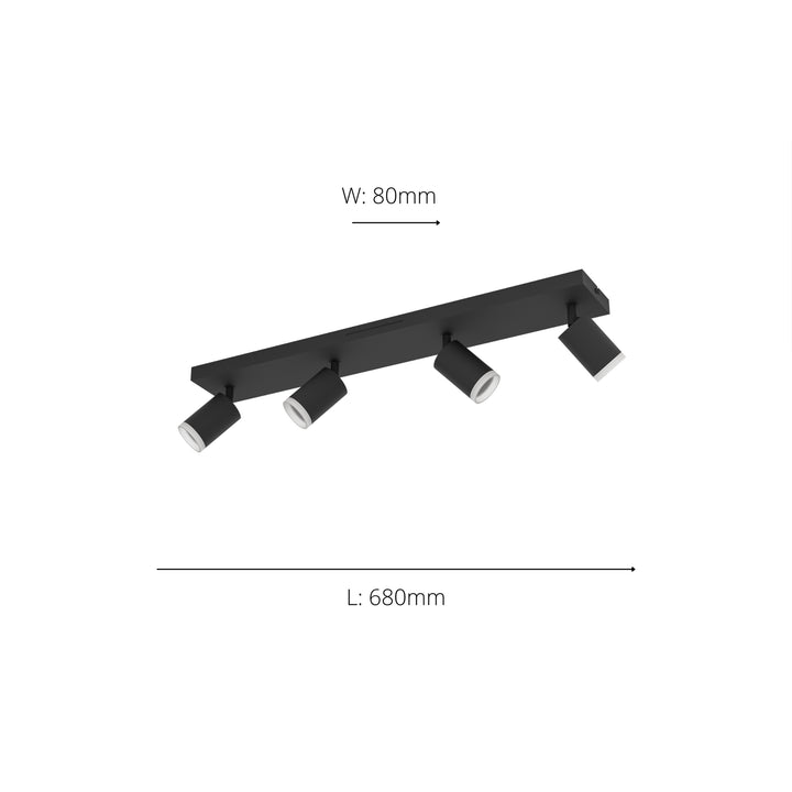 Eglo 901942 Melitello-Z Smart Control RGB LED 4 Light Spotlight Black