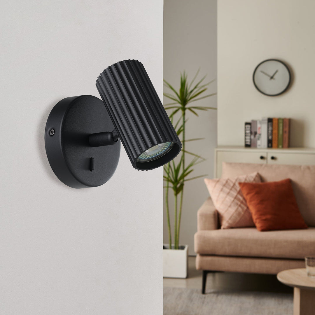 Eglo 902031 Portillo Aluminium & Steel Modern Wall Spotlight Black