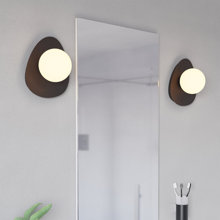 Eglo 902091 Castrovido Matte Glass & Steel Modern Bathroom Wall Light Black