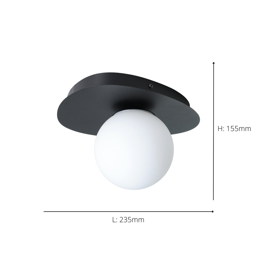 Eglo 902091 Castrovido Matte Glass & Steel Modern Bathroom Wall Light Black
