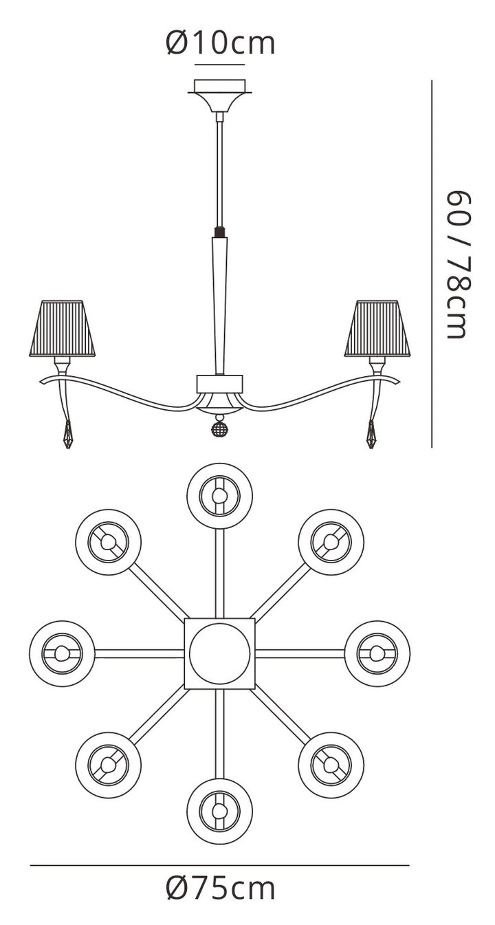 Mantra M0341AB Siena Pendant Round 8 Light Antique Brass