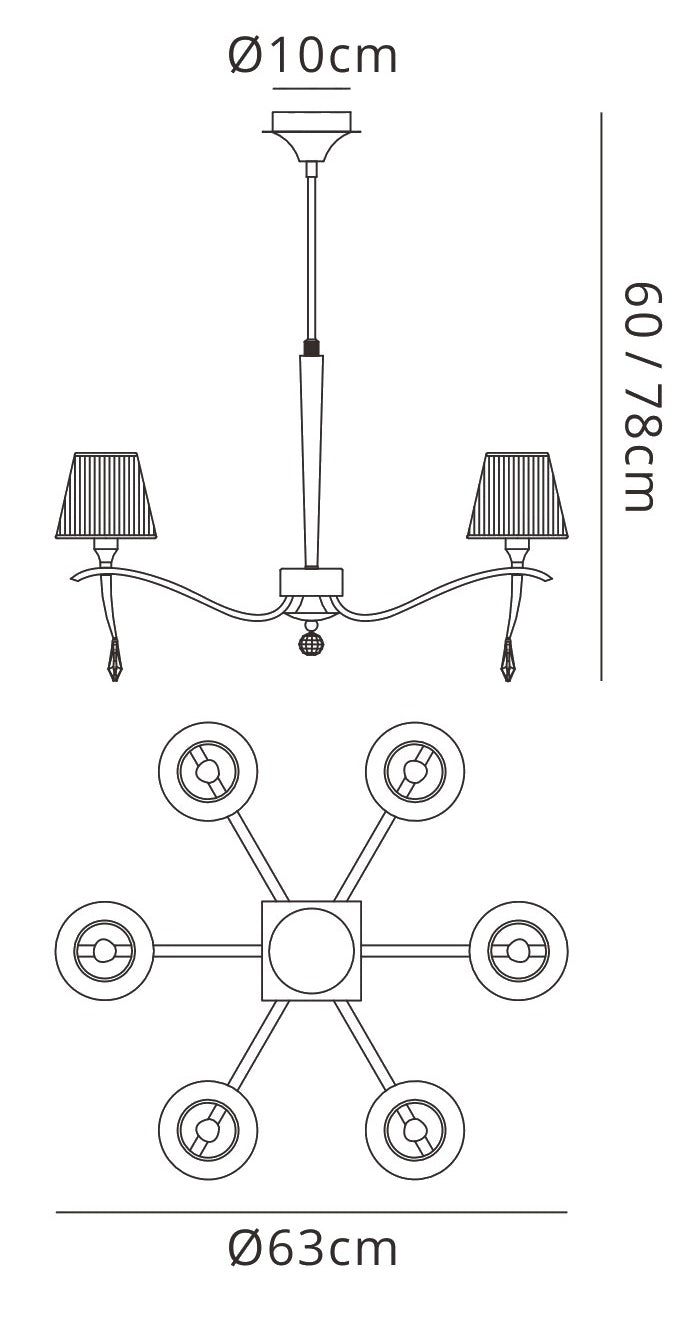 Mantra M0342AB Siena Telescopic Pendant 6 Light