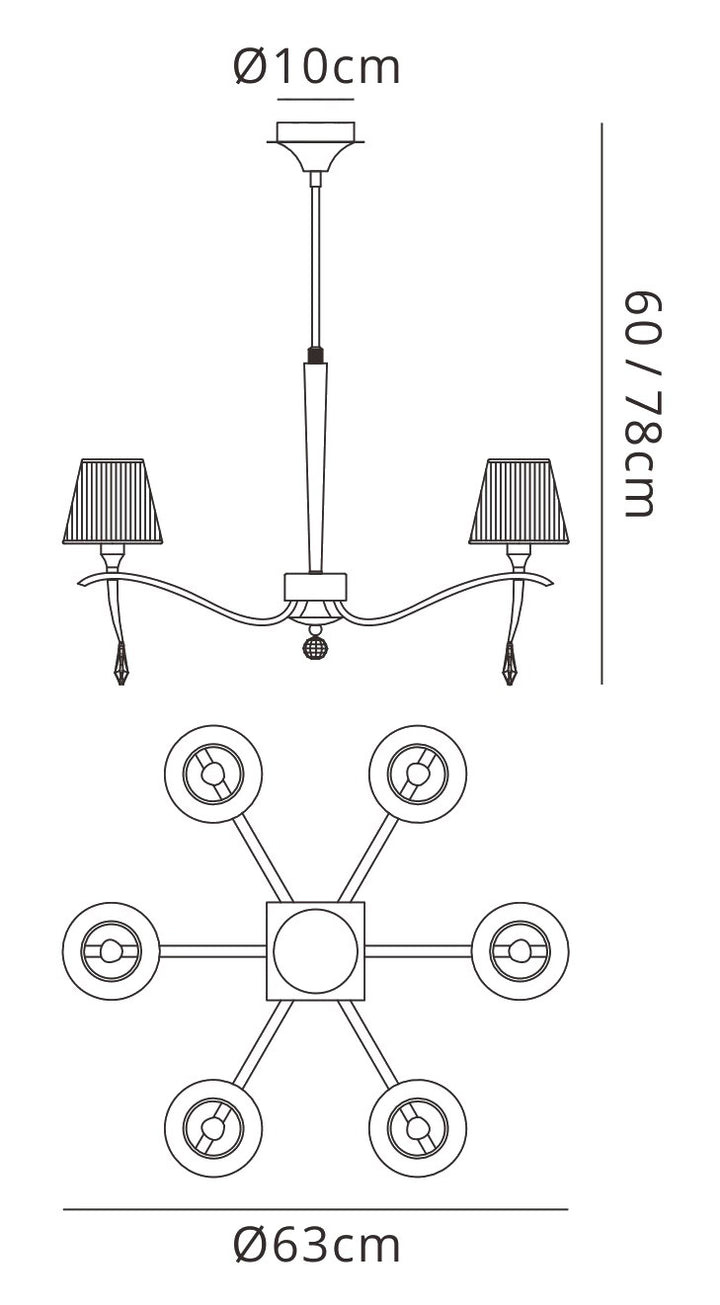 Mantra M0342PB Siena Telescopic Pendant 6 Light