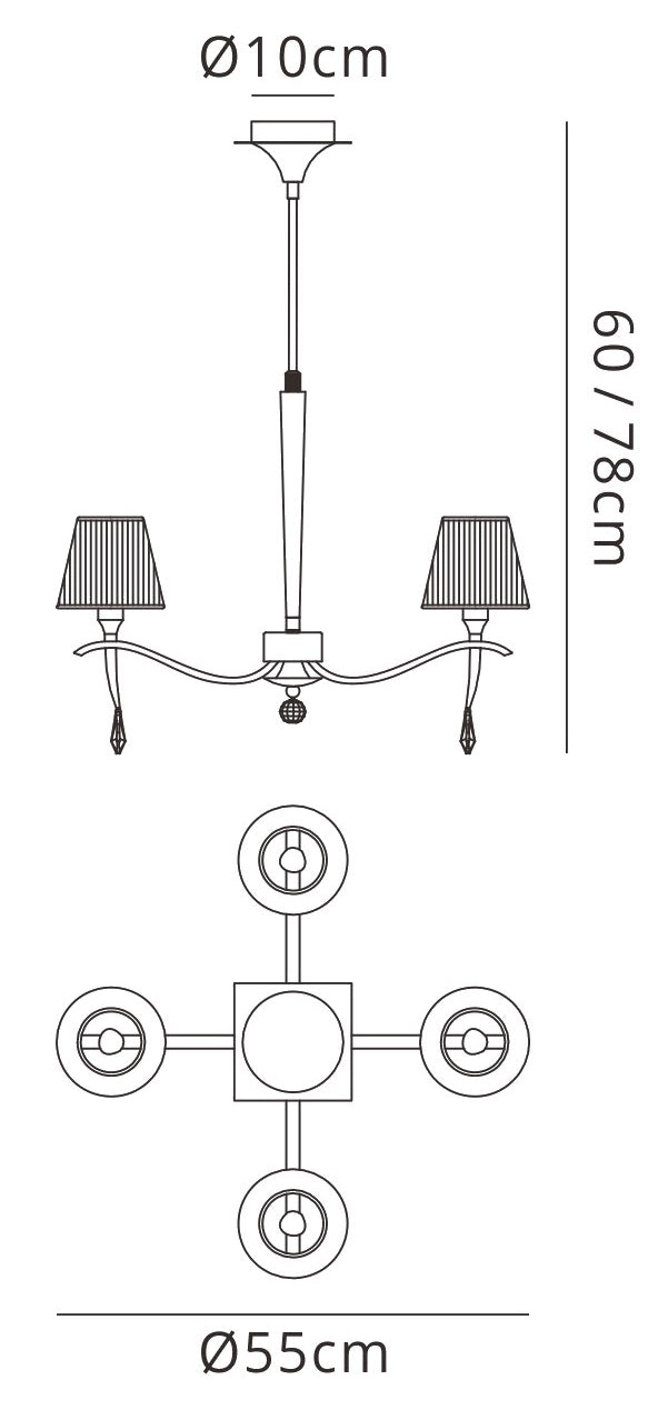 Mantra M0343AB Siena Telescopic Pendant 4 Light