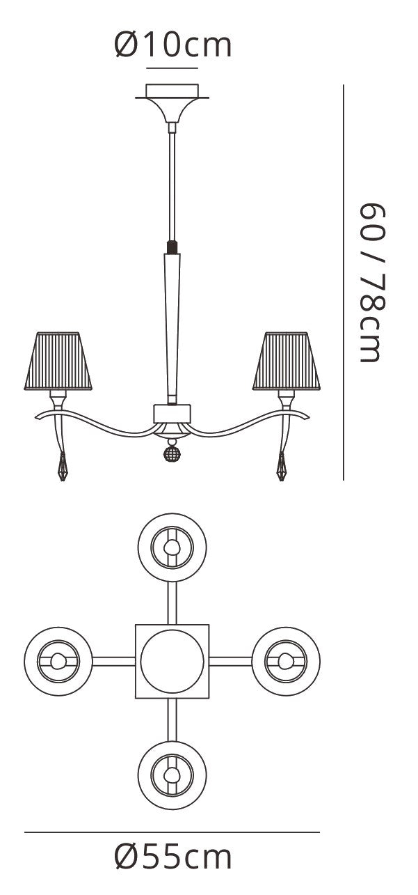 Mantra M0343PB Siena Telescopic Pendant 4 Light