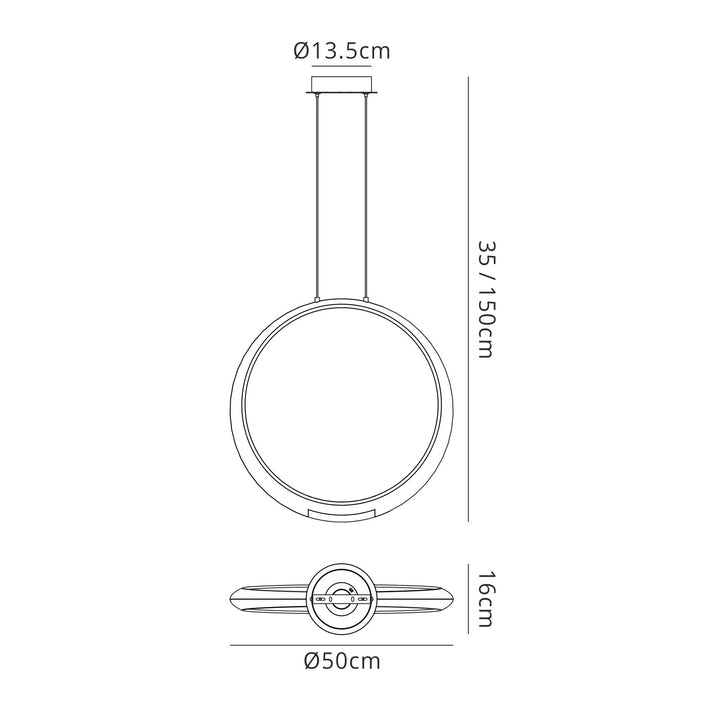 Mantra M6170 Ring Pendant 50cm Round Matt White