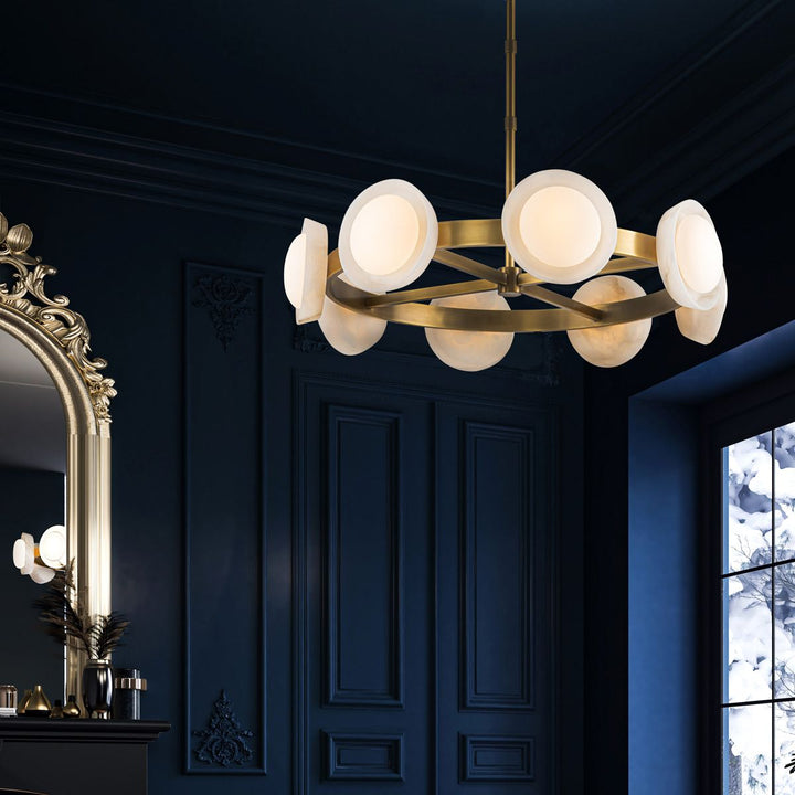 Quintiesse QN-ALONSO8-VBS-AR Alonso 8 Light LED Chandelier Pendant Vintage Brass