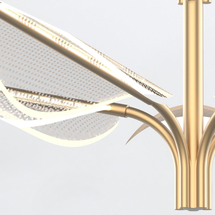 Quintiesse QN-FLORIANA-8P-L-NBR Floriana 8 Leaf LED Chandelier Large Natural Brass