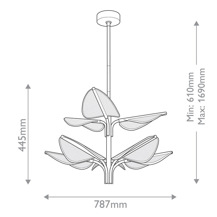 Quintiesse QN-FLORIANA-8P-L-NBR Floriana 8 Leaf LED Chandelier Large Natural Brass