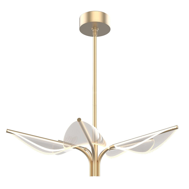 Quintiesse QN-FLORIANA-P-S-NBR Floriana 5 Leaf LED Chandelier Small Natural Brass