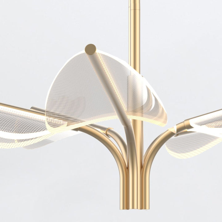 Quintiesse QN-FLORIANA-P-S-NBR Floriana 5 Leaf LED Chandelier Small Natural Brass
