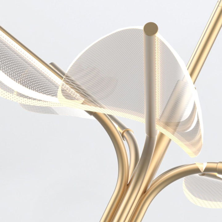 Quintiesse QN-FLORIANA-P-S-NBR Floriana 5 Leaf LED Chandelier Small Natural Brass