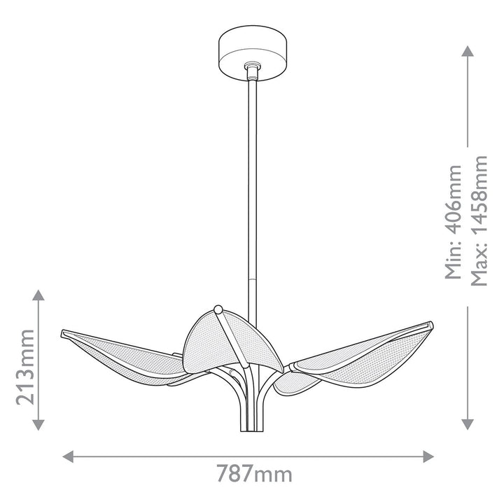Quintiesse QN-FLORIANA-P-S-NBR Floriana 5 Leaf LED Chandelier Small Natural Brass