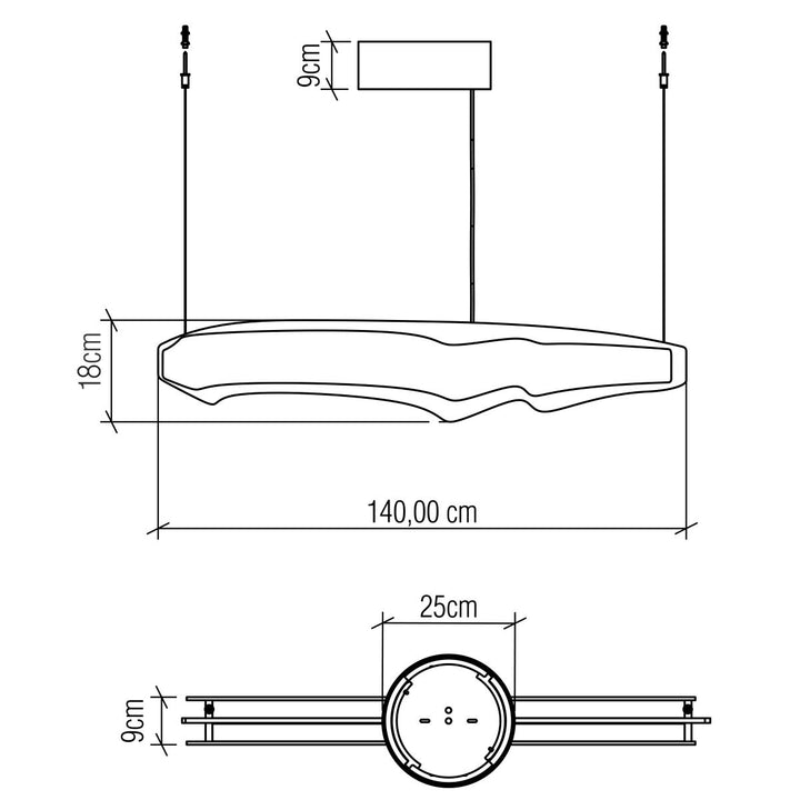 Quintiesse QN-HORIZON-LED-LP-140-TEAK Horizon LED Linear Pendant Teak