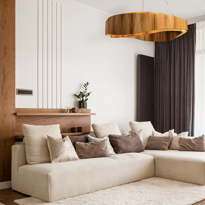 Quintiesse QN-HORIZON-RING-LED-80-TEAK Horizon LED Medium Ring Pendant Teak