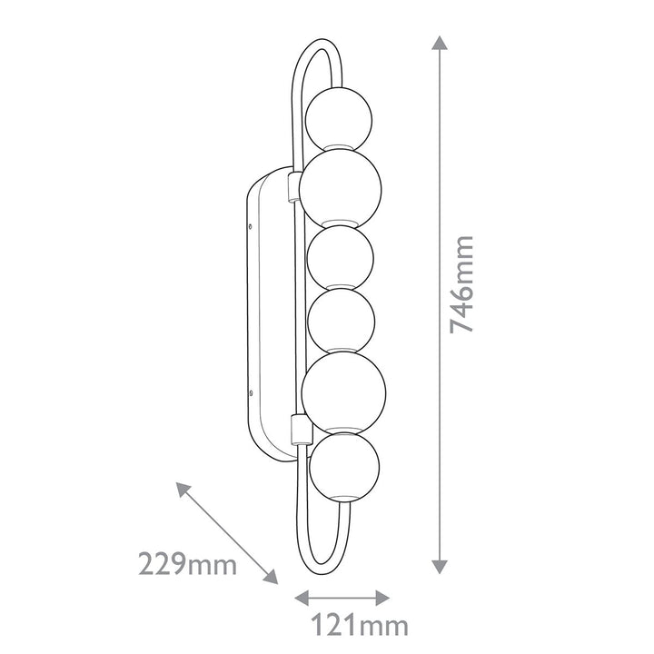 Quintiesse QN-MARNI-6WB-NBR Marni 6 Head LED Wall Light Natural Brass