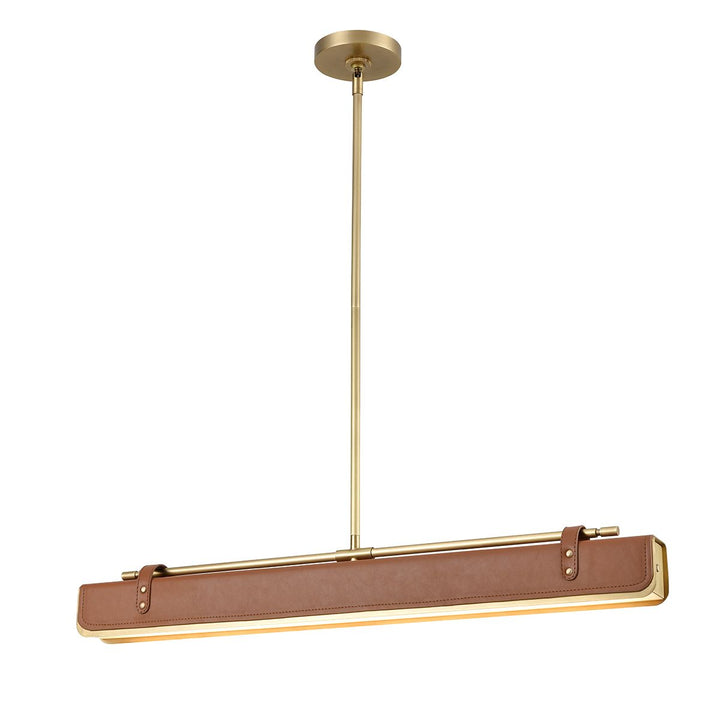 Quintiesse QN-VALISE-LP80-VBS-CL Valise LED Linear Pendant Vintage Brass/Cognac Leather