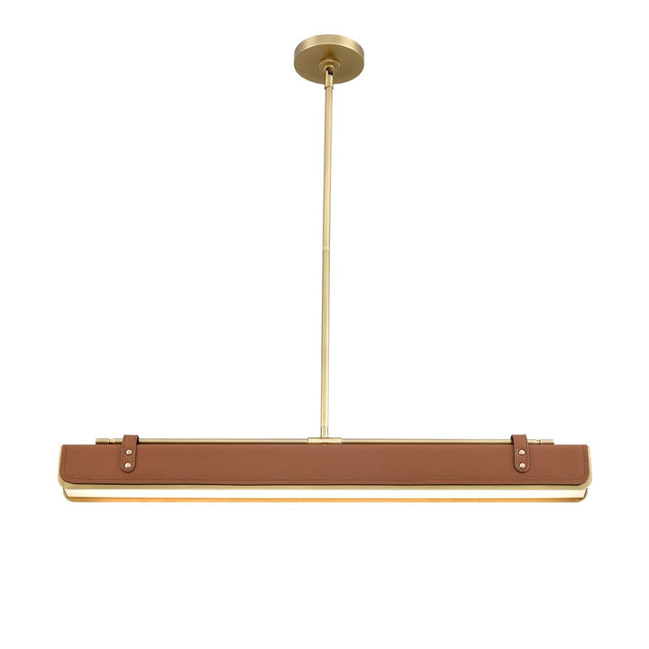 Quintiesse QN-VALISE-LP80-VBS-CL Valise LED Linear Pendant Vintage Brass/Cognac Leather