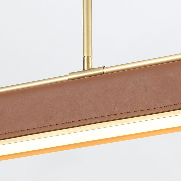 Quintiesse QN-VALISE-LP80-VBS-CL Valise LED Linear Pendant Vintage Brass/Cognac Leather