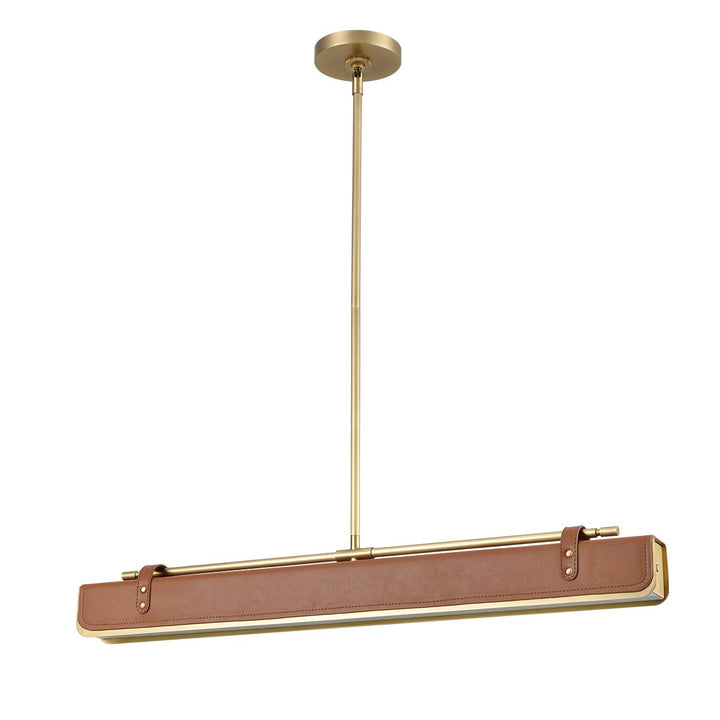 Quintiesse QN-VALISE-LP80-VBS-CL Valise LED Linear Pendant Vintage Brass/Cognac Leather