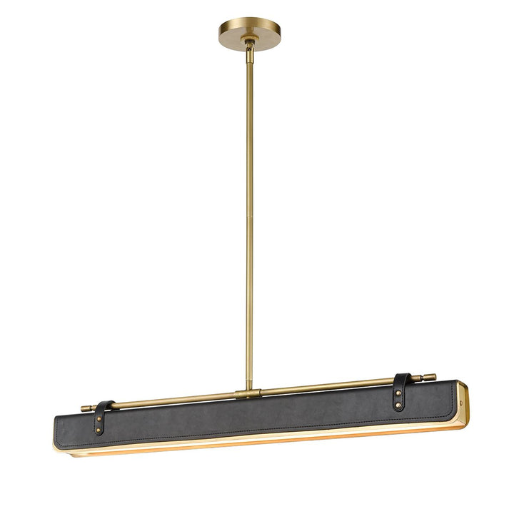 Quintiesse QN-VALISE-LP80-VBS-TL Valise LED Linear Pendant Vintage Brass/Tuxedo Leather