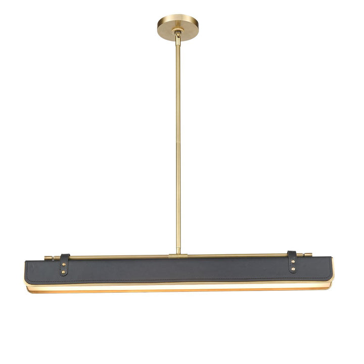 Quintiesse QN-VALISE-LP80-VBS-TL Valise LED Linear Pendant Vintage Brass/Tuxedo Leather