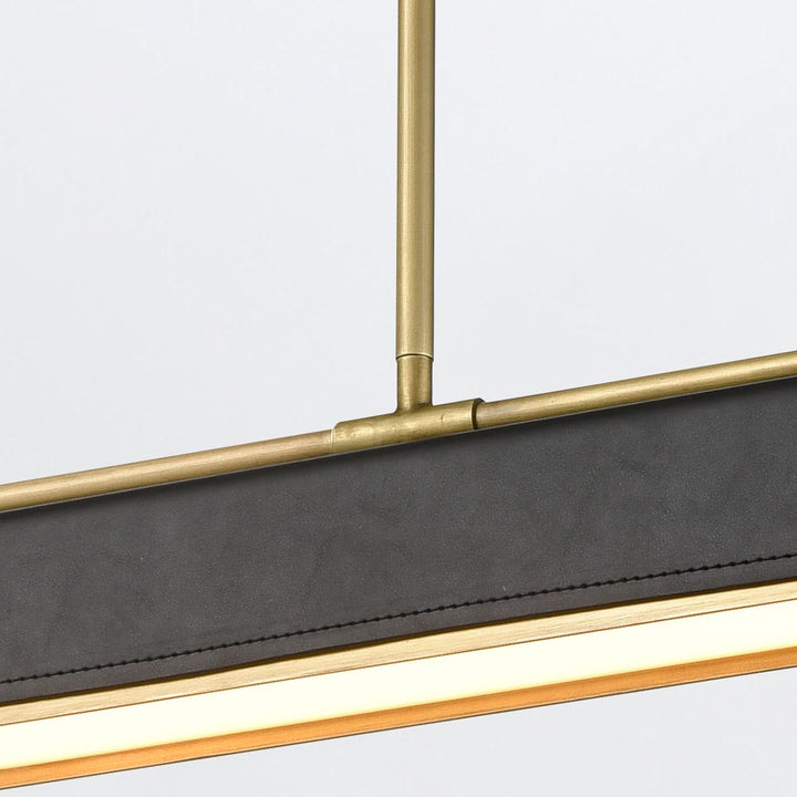 Quintiesse QN-VALISE-LP80-VBS-TL Valise LED Linear Pendant Vintage Brass/Tuxedo Leather