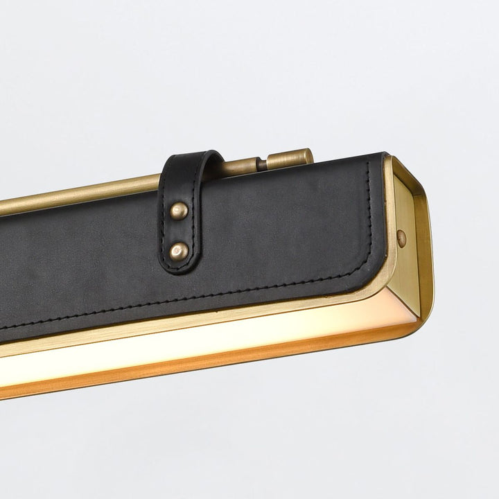 Quintiesse QN-VALISE-LP80-VBS-TL Valise LED Linear Pendant Vintage Brass/Tuxedo Leather