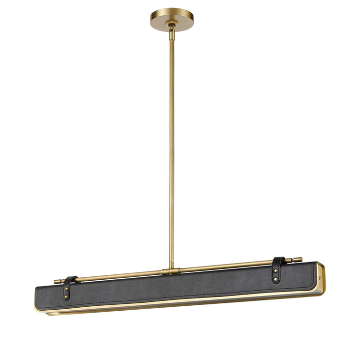 Quintiesse QN-VALISE-LP80-VBS-TL Valise LED Linear Pendant Vintage Brass/Tuxedo Leather