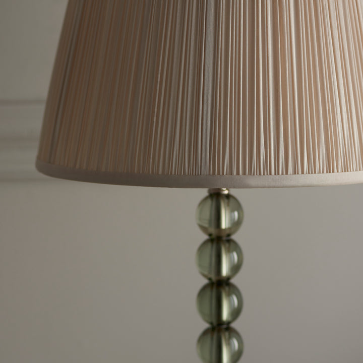 Endon 100344 Adelie And Freya 1 Light Table Lamp Grey Green Tinted Crystal Glass And Oyster Silk