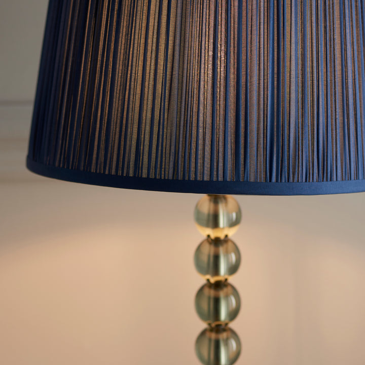 Endon 100351 Adelie And Wentworth 1 Light Table Lamp Grey Green Crystal Glass And Midnight Blue Silk