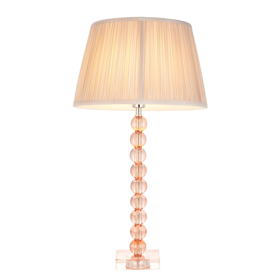 Endon 100356 Adelie And Freya 1 Light Table Lamp Blush Crystal Glass And Oyster Silk
