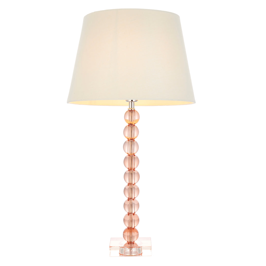 Endon 100360 Adelie And Cici 1 Light Table Lamp Blush Crystal Glass And Ivory Fabric