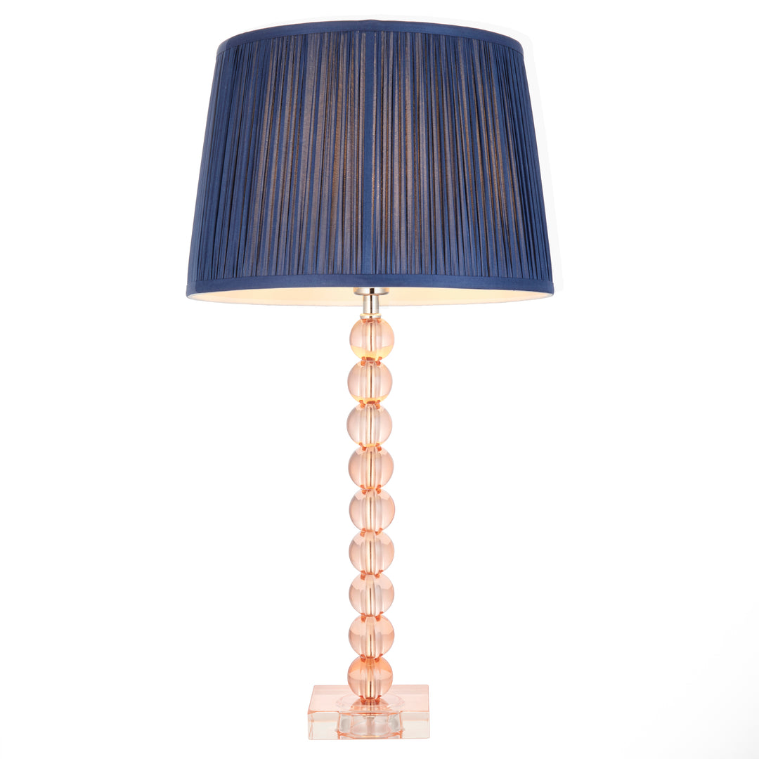 Endon 100363 Adelie And Wentworth 1 Light Table Lamp Blush Crystal Glass And Midnight Blue Silk