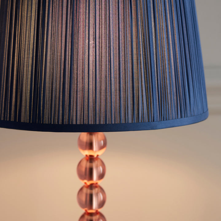 Endon 100363 Adelie And Wentworth 1 Light Table Lamp Blush Crystal Glass And Midnight Blue Silk