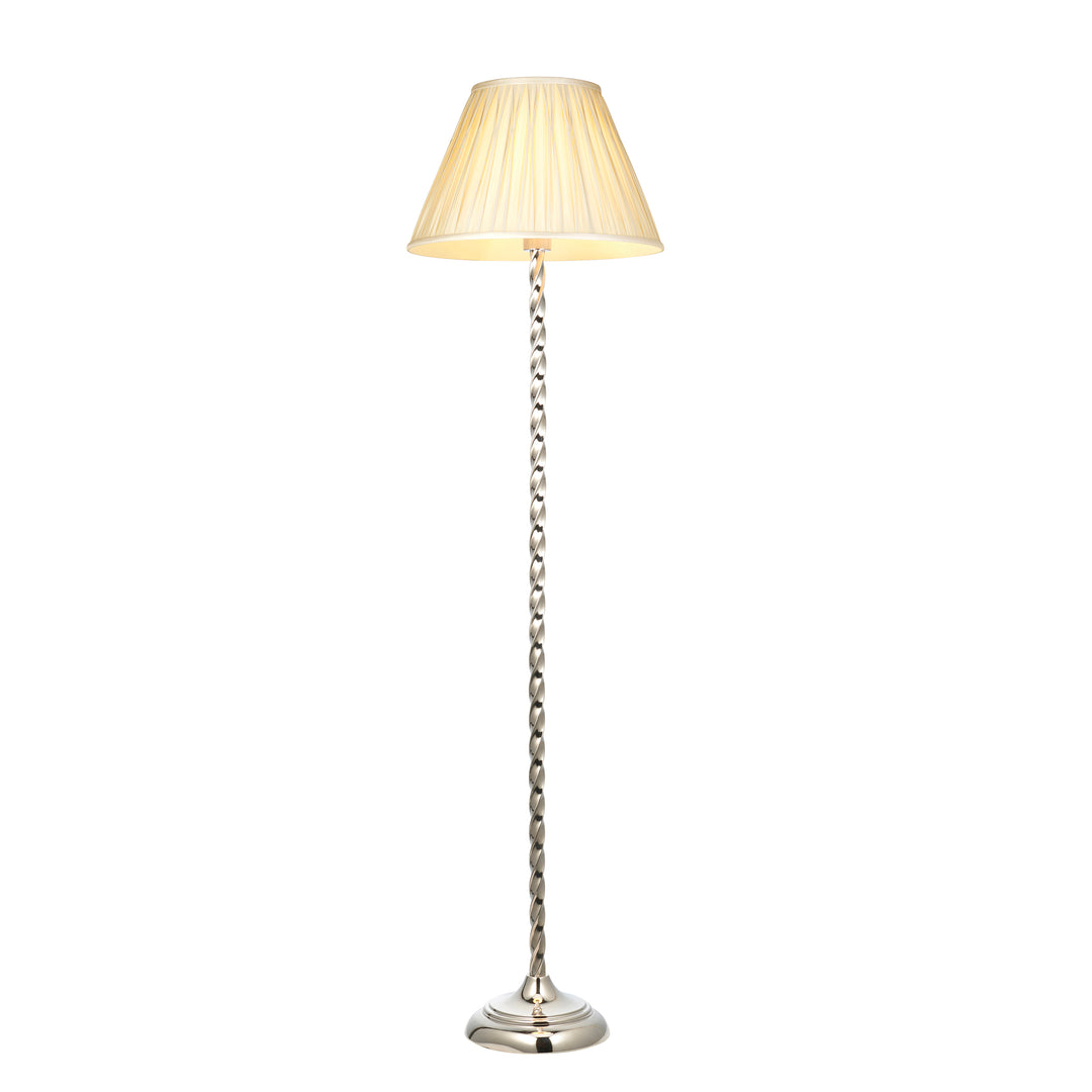 Endon 100375 Suki And Chatsworth 1 Light Floor Lamp Bright Nickel Plate And Ivory Silk