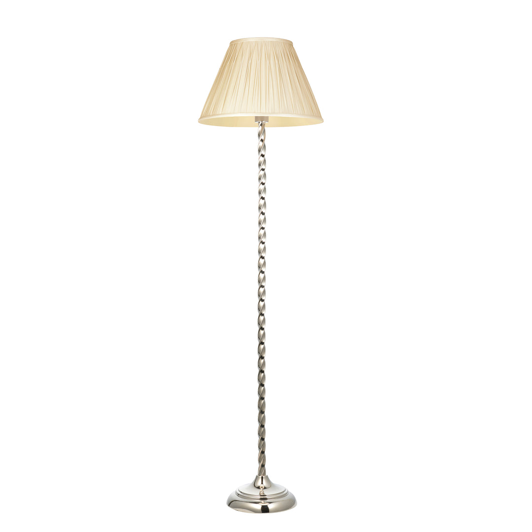 Endon 100375 Suki And Chatsworth 1 Light Floor Lamp Bright Nickel Plate And Ivory Silk