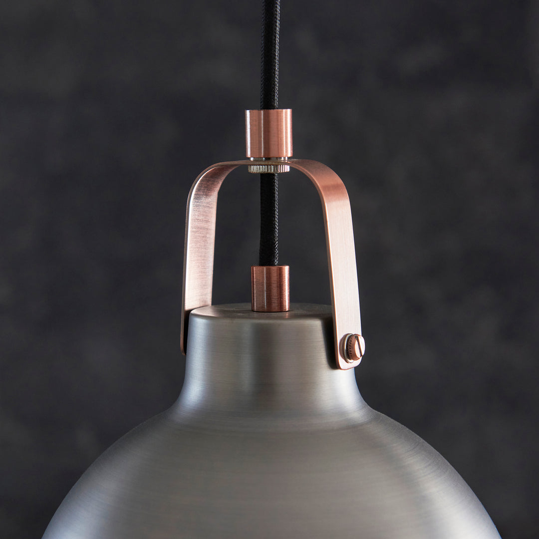 Endon 102544 Lazenby 1 Light Pendant Aged Pewter And Aged Copper Plate