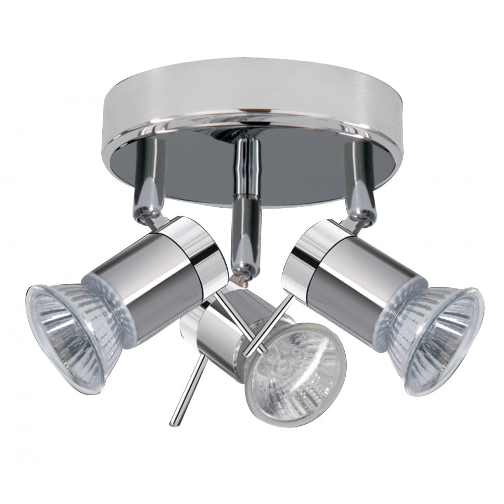 Searchlight 7443CC-LED Aries Bathroom 3 Light LED Round Spotlight Chrome Satin Silver