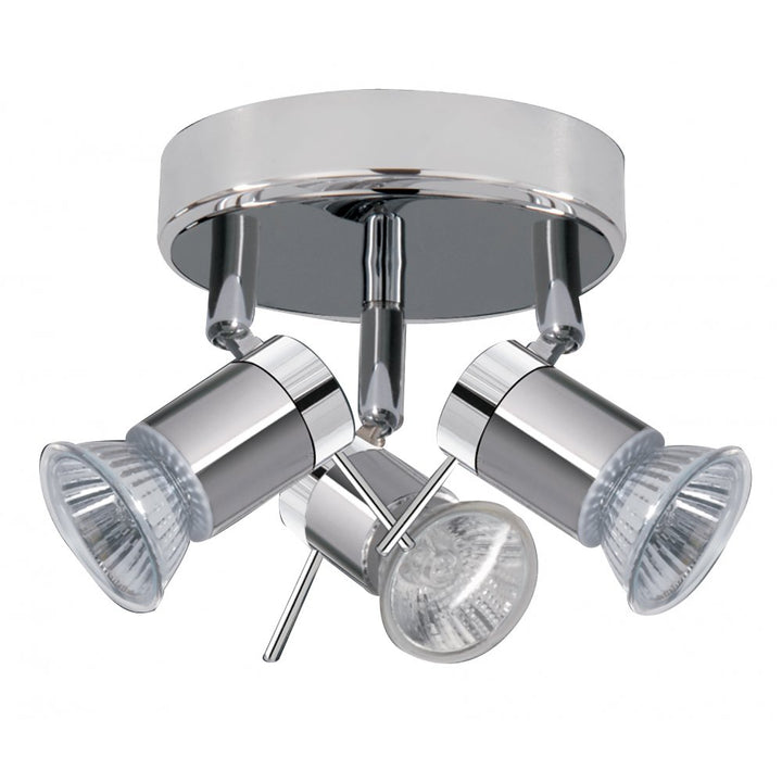 Searchlight 7443CC-LED Aries Bathroom 3 Light LED Round Spotlight Chrome Satin Silver