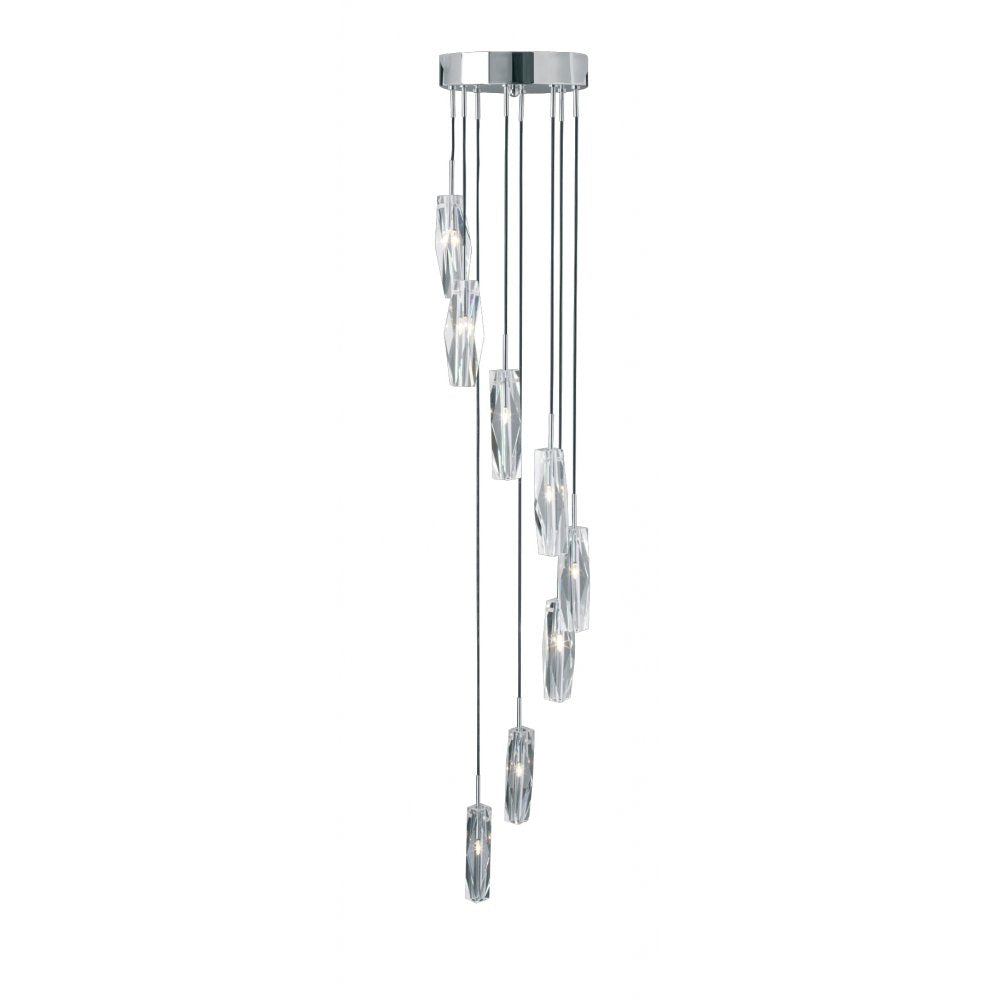Searchlight 888-8 Sculptured Ice - 8 Light Ceiling Multi-drop Chrome Clear K9 Glass