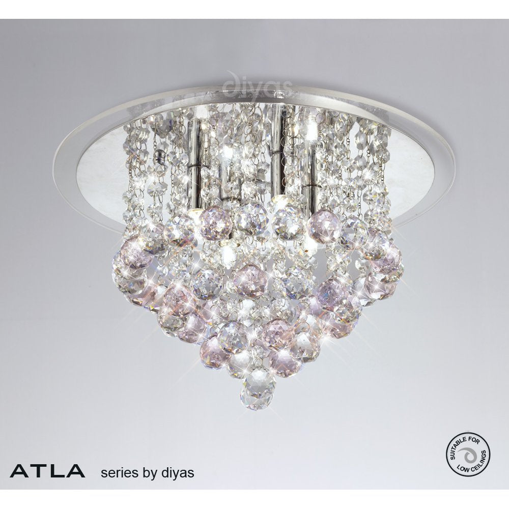 Diyas IL30008PI Atla Ceiling Light Chrome/crystal Clear Acrylic Trim