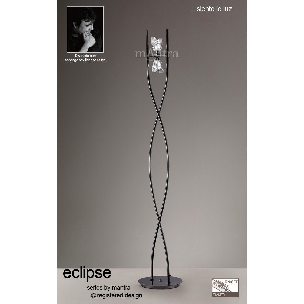 Mantra M1463BC Eclipse Floor Lamp 2 Light G9 Black Chrome