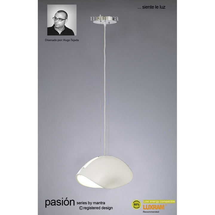 Mantra M1941 Pasion Rectangular Pendant 4 Light E27 Gloss White/White Acrylic/Polished Chrome