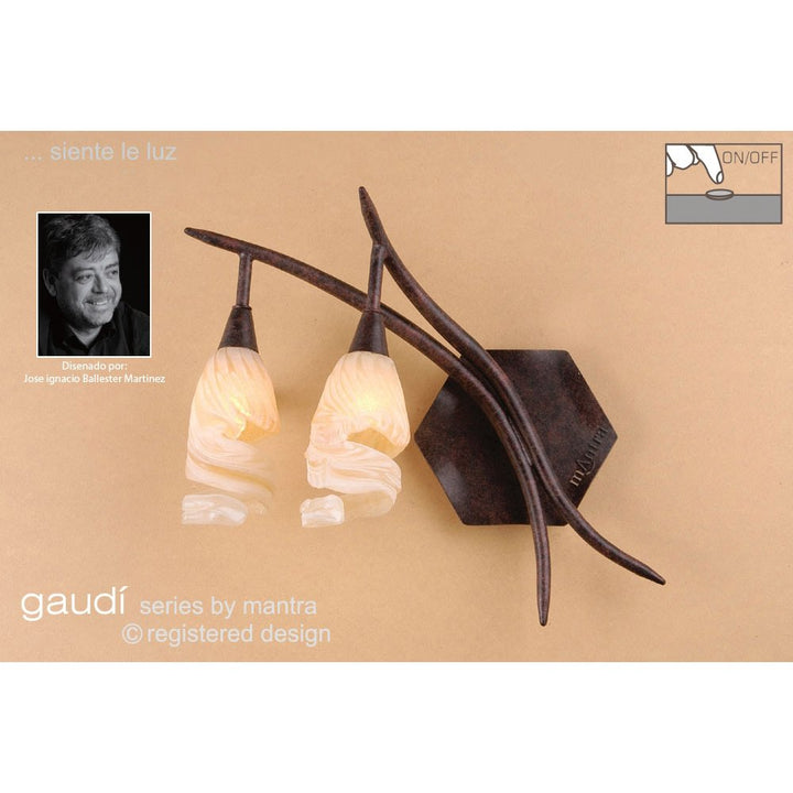 Mantra M3205/S/L Gaudi Wall Lamp Left Switched 2 Light G9 Brown/Black Oxide