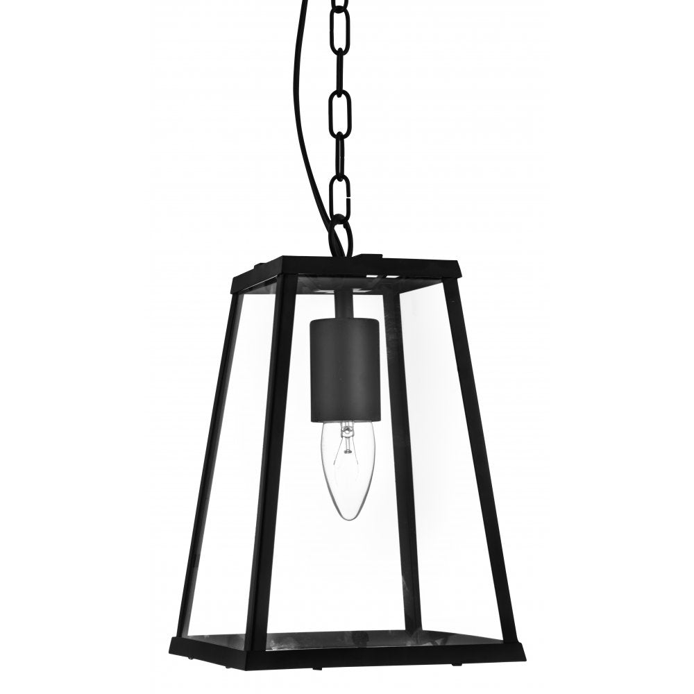 Searchlight 4614BK Voyager 1 Light Lantern Tapered Black With Clear Glass
