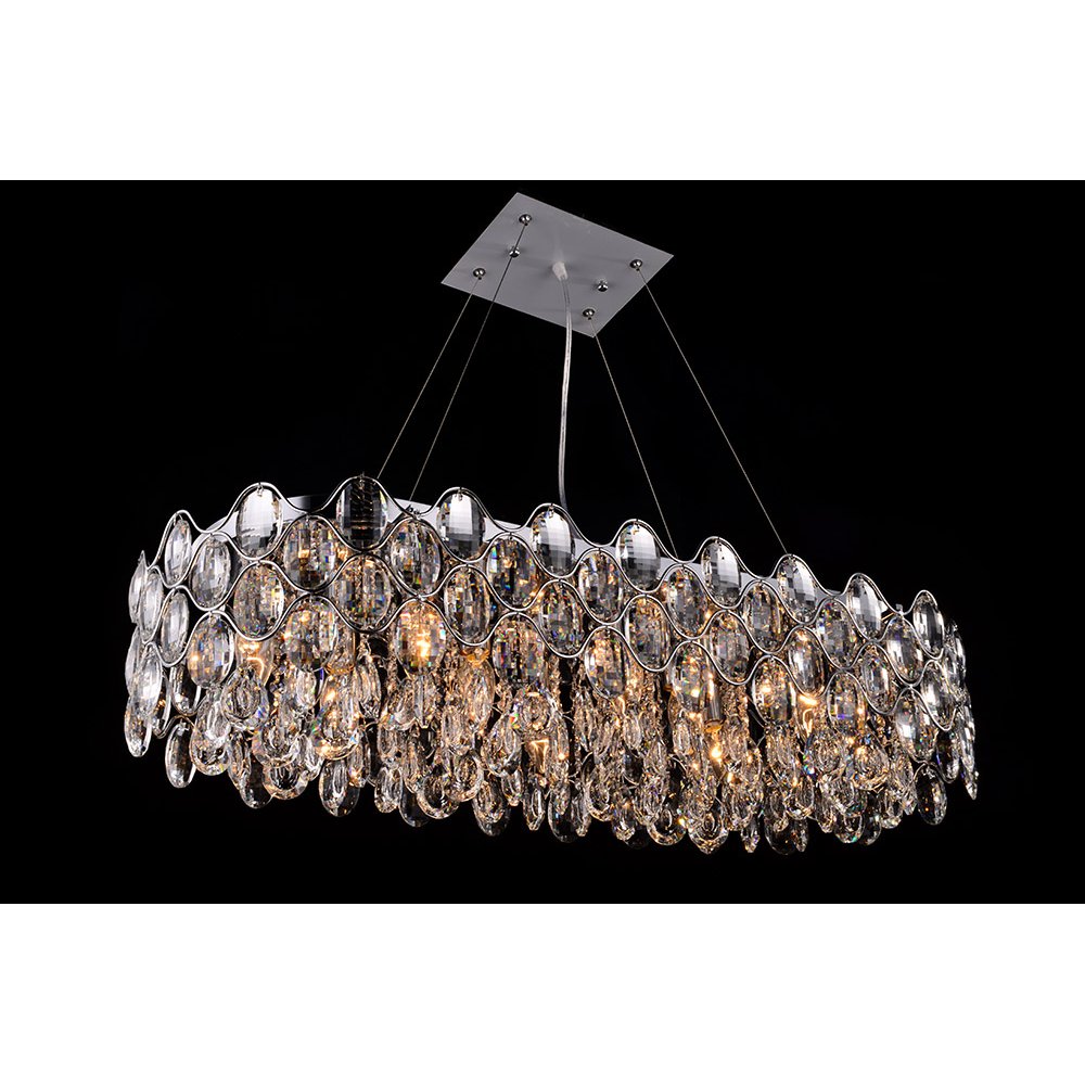 Impex Lighting CF412181/10/OBL/CH Raina Oblong Pendant Crystal